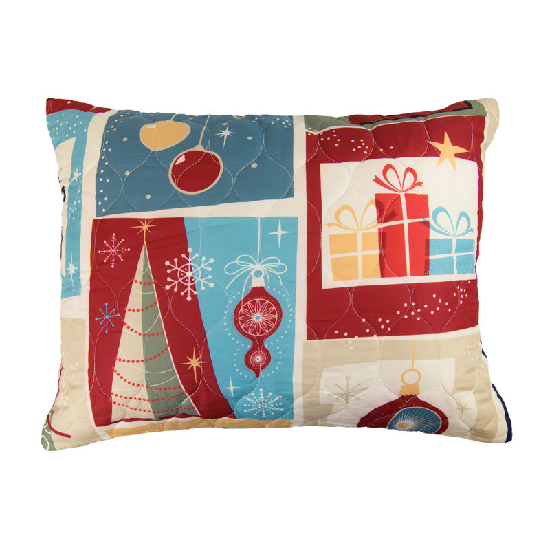 King Size Red and Multicolor Microfiber Reversible Quilt Set