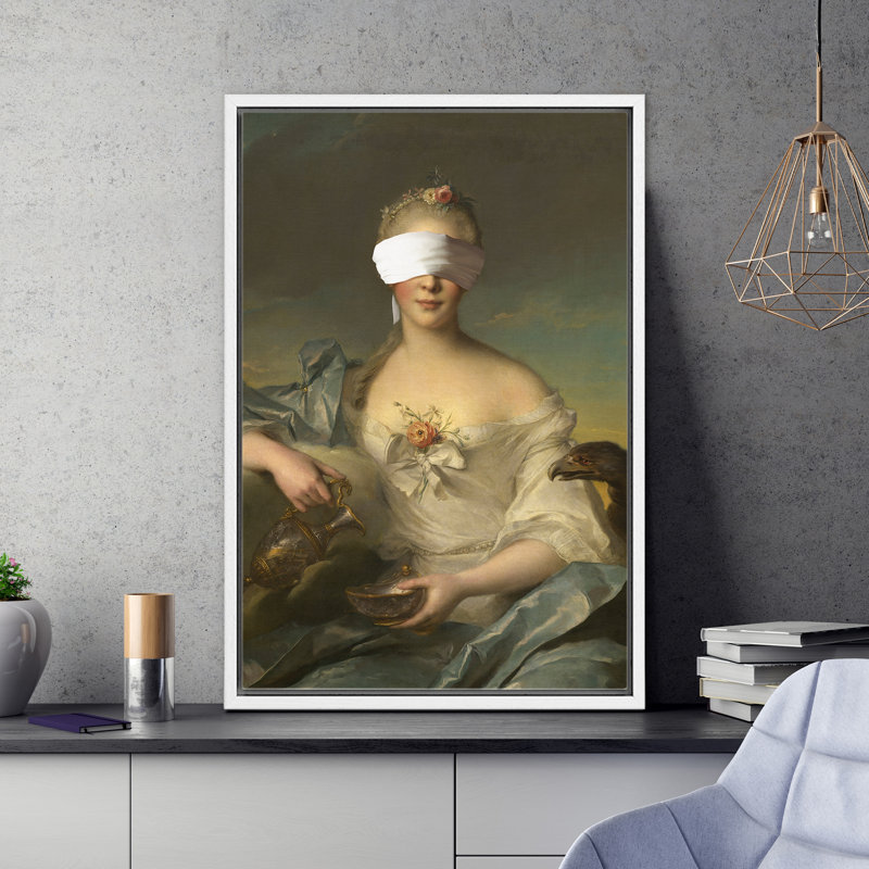 «Paint Stroke Face French Woman», H 24 po x l 16 po, Cadre flottant blanc