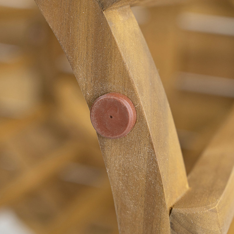 Table ronde d'extérieur en bois, profondeur 26,94, design à lattes, finition bistro naturelle, x 29,4, plateau