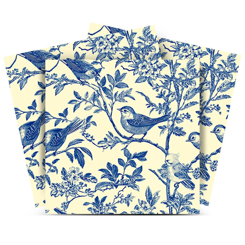 Carrelage mosaïque auto-adhésif en vinyle 4 po x 4 po (ensemble de 24), Bleu/jaune