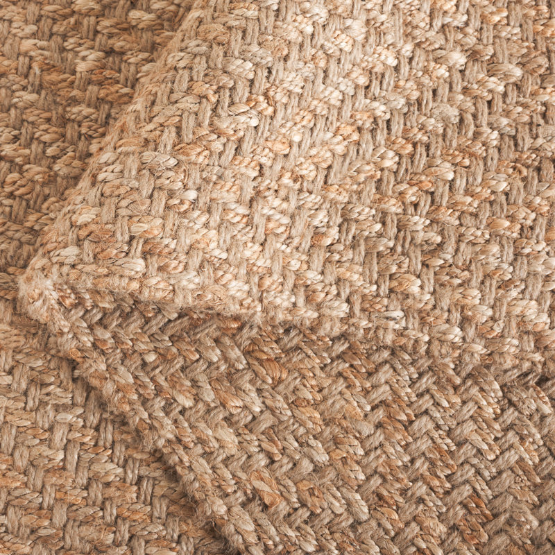 Tapis de couleur unie en jute tissé à la main en fibre naturelle Station, Rectangle 5 pi x 8 pi