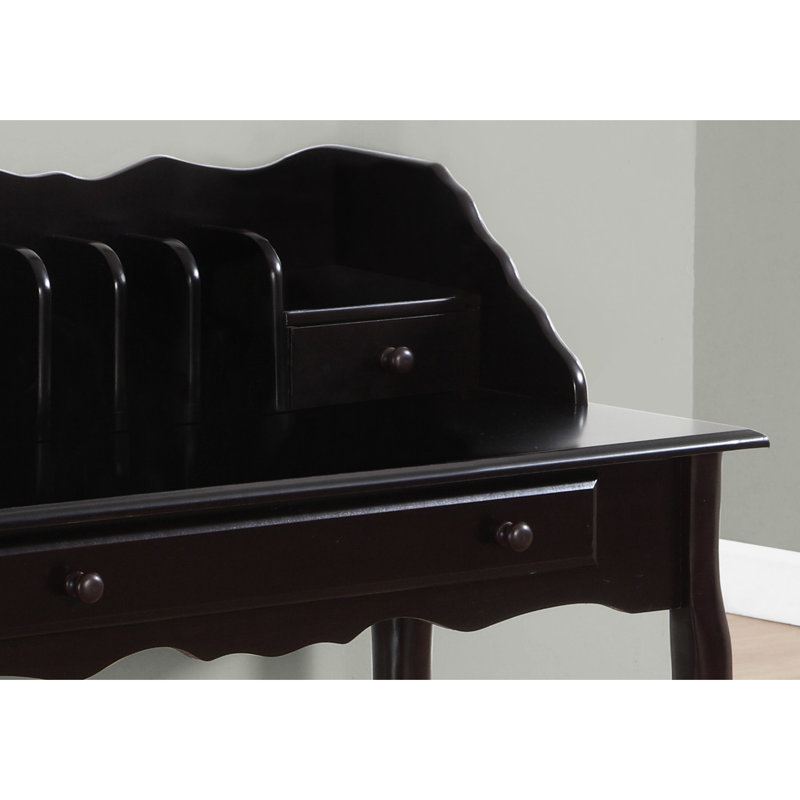 Bureau en bois brun pour bureau à domicile - 91 cm (36 po) de long avec tiroirs de rangement et organisation soignée pour un gain de place.