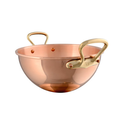 Mauviel 1830 M'PASSION Egg White Beating Bowl With Brass Handles, 4.9-Qt