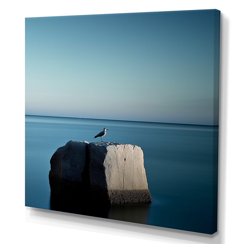 Coastal Seagul Scenery Minimalisme sur toile, H 16 po x l 16 po x P 1 po, Toile tendue