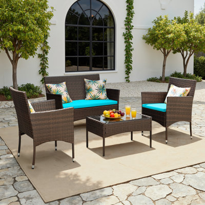 Rifiki 4 - Person Patio Conversation Set with Cushions