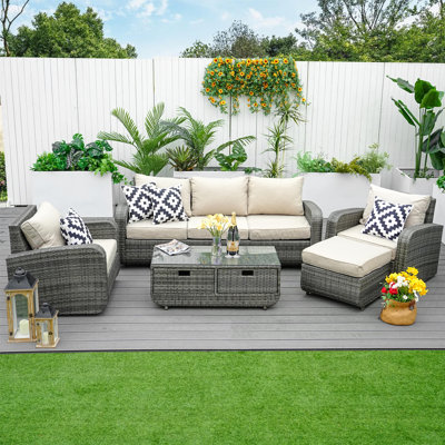 6 - Person Patio Conversation Set with Cushions