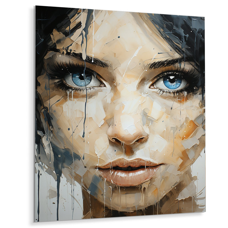Portrait de femme abstraite - réalisme mural en métal, H 20 po x l 12 po x P 1 po