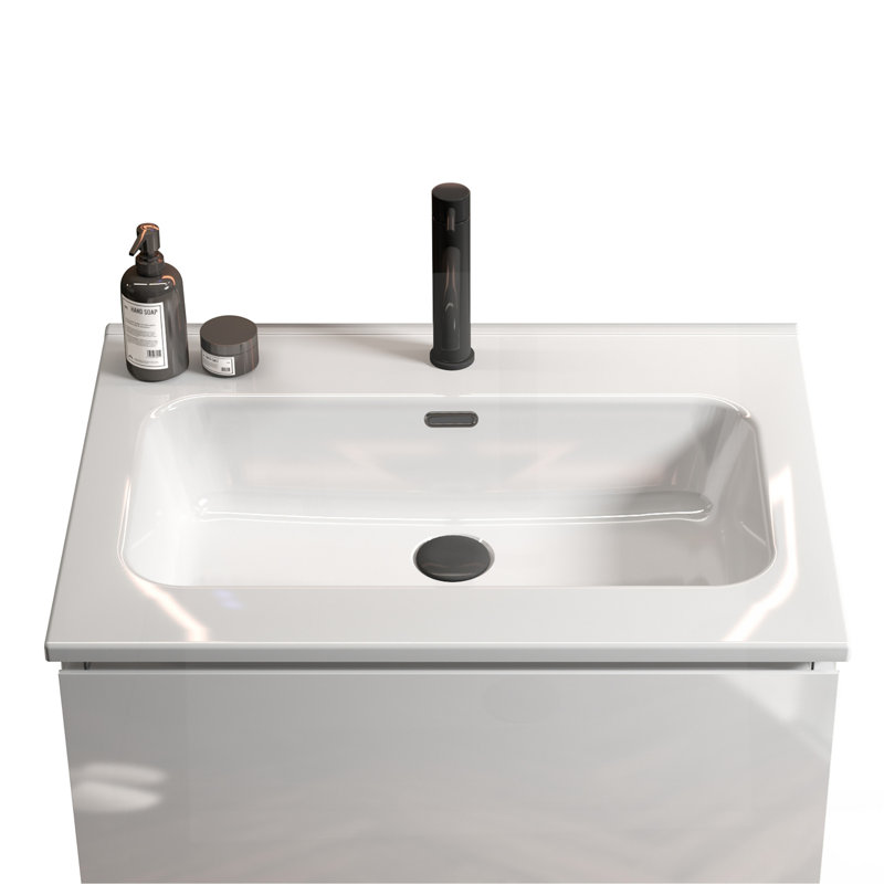 BB0924Y311, cuve en céramique blanche intégrée avec un trou de robinet pré-percé, ensemble de drain NON inclus