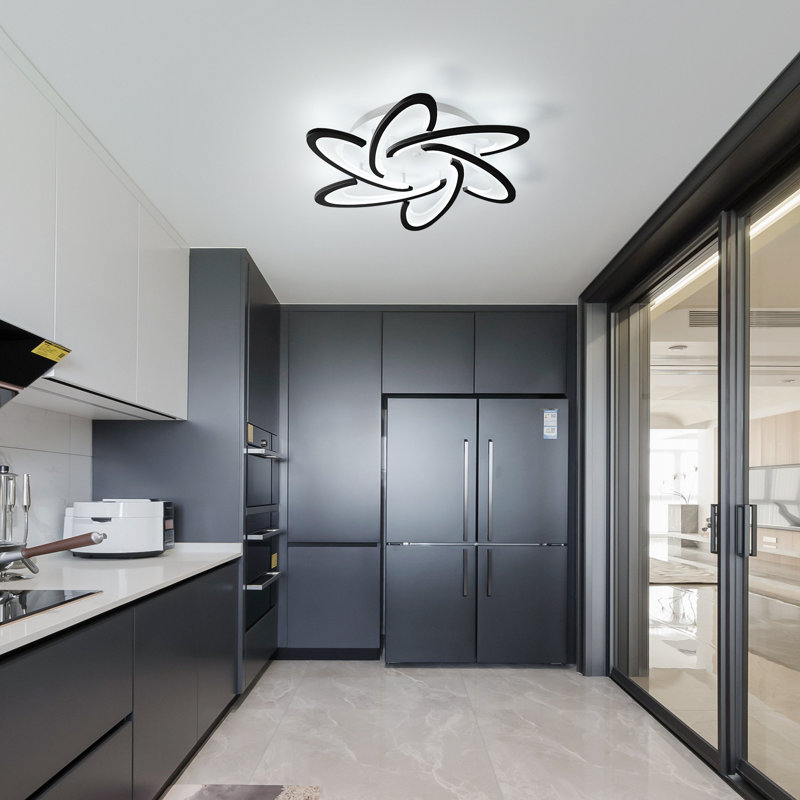 Modern 6-Light 64cm LED Flush Mount, Black