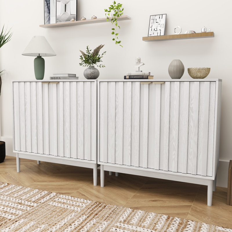 31"Sideboard with Adjustable Shelves(Set of 2), White