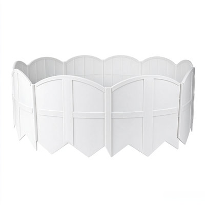 Sturdy DIY Garden Border Set 20ft L x 5.9in H White Plastic Staked Edging Decorative for Yard Pathways 20(-Pack)