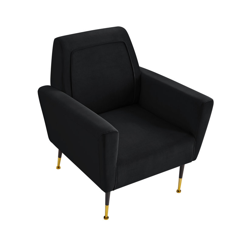 Chaise d'appoint rembourrée avec pieds dorés, Velours noir