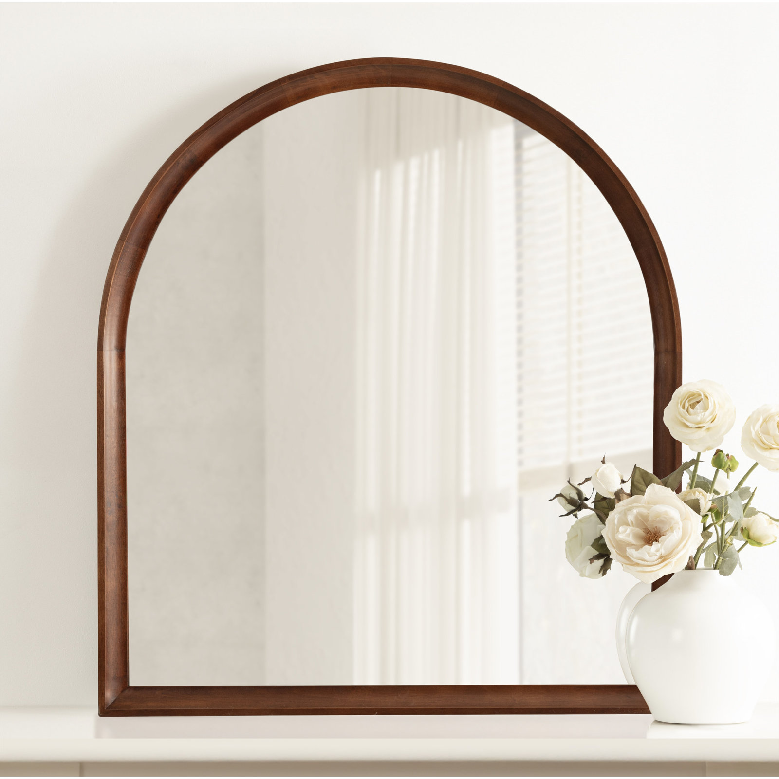 Branwell Wood Mirror, 35.98'' X 32.01'', Dark Brown Wood