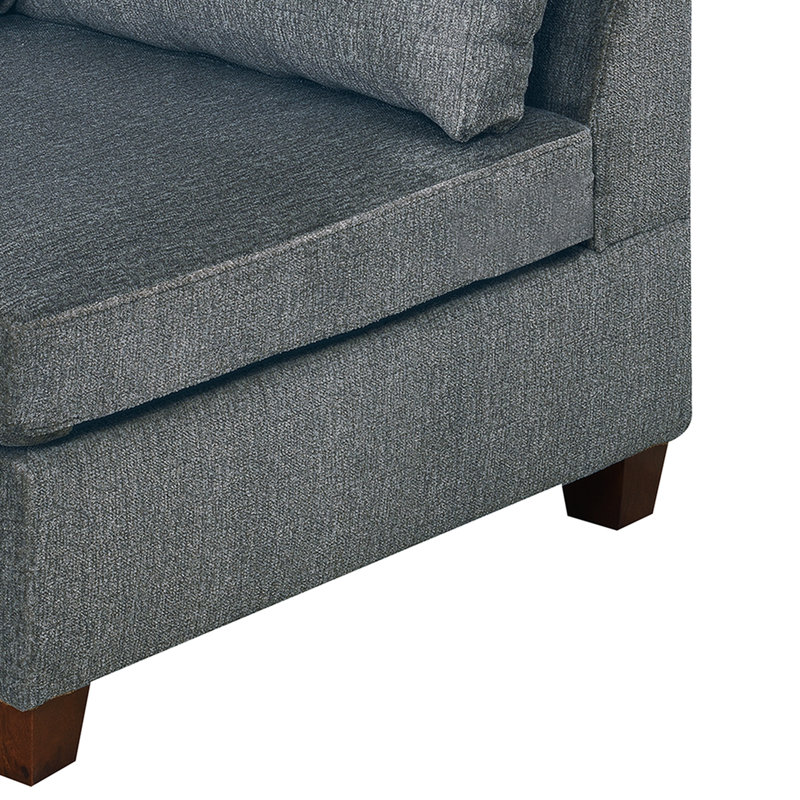 Modulaire - 3 pièces, gris: assise en tissu de chenille de qualité supérieure avec structure en bois 3 pièces en gris: élégant et chaises, fabrication en bois