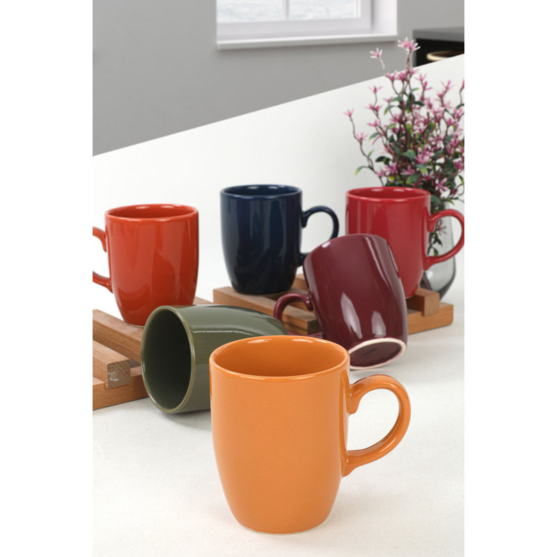 Collazo Eco-Friendly Ceramic Stoneware Mug Set (6 Pieces), 10.6 oz | Antibacterial, Easy to Clean, Dishwasher Safe Up to 122°F, Microwave Safe | Perfect for Coffee, Tea & Hot Beverages, Durable & Stylish Design