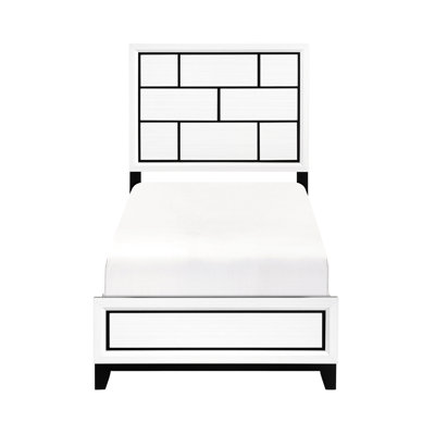 Mobilier de chambre simple avec placage blanc, mobilier moderne contemporain et ligne noire, garniture de finition de style