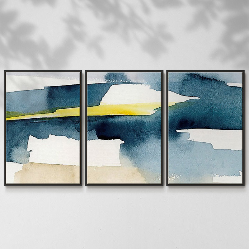 Peeking Sunshine I - Multi Piece Framed Canvas, Black, 24" H x 48" W x 2" D