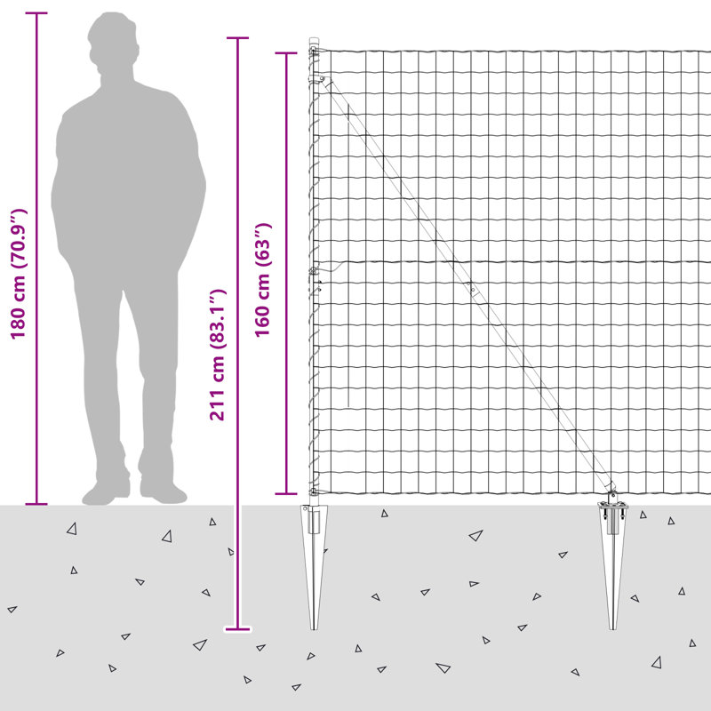Fence with Post, Green, 160 x 1000 x 0.2 cm