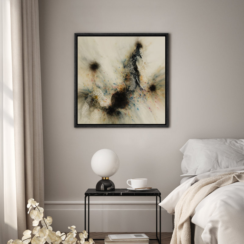 Art mural encadré sur toile - Impressions murales texturées abstraites colorées pour chambre à coucher - 16 po x 16 po, Noir