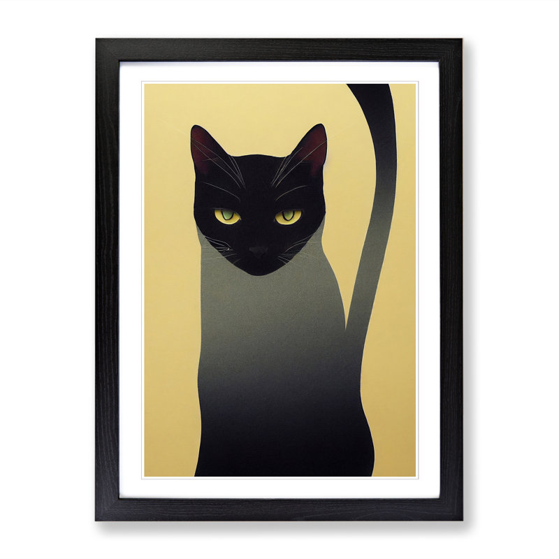Cat Conceptual Art - Picture Frame Print, 34cm H x 25cm W, Walnut Framed