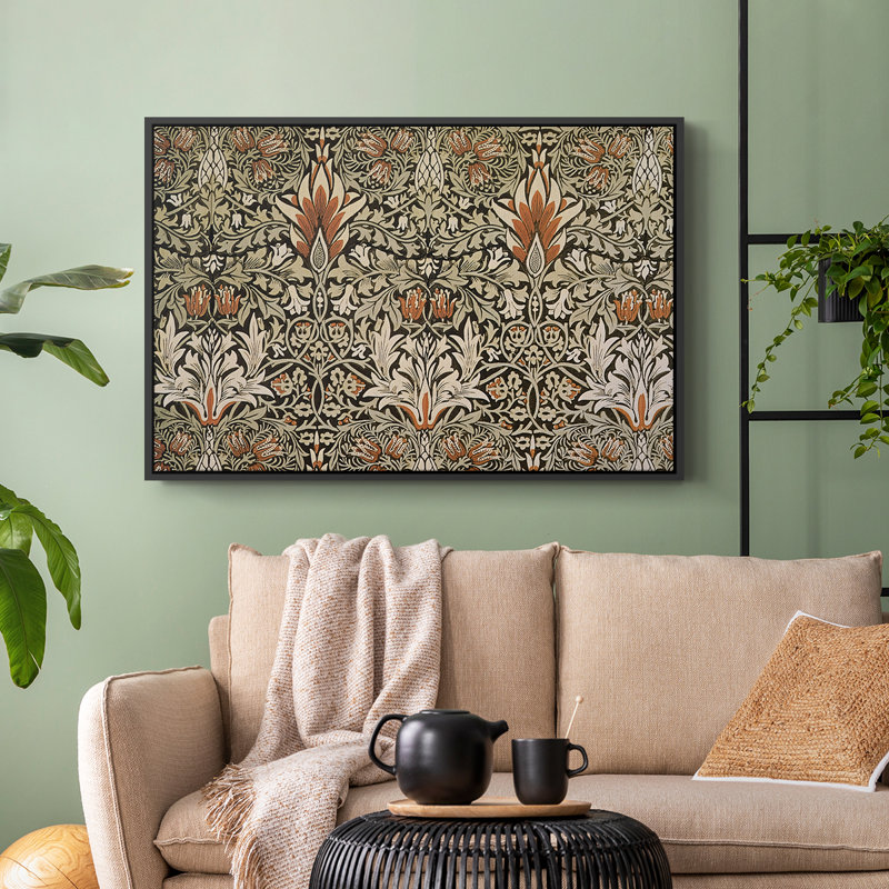 Tête de serpent - gris anthracite / épice, c. 1876 - William Morris - Toile tendue avec châssis encadrée, 24 po x 36 po