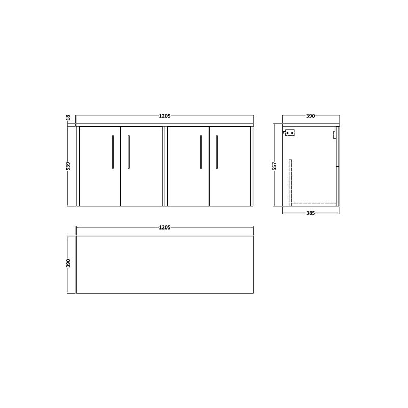 Juno 120.5cm Double Bathroom Vanity Base Only