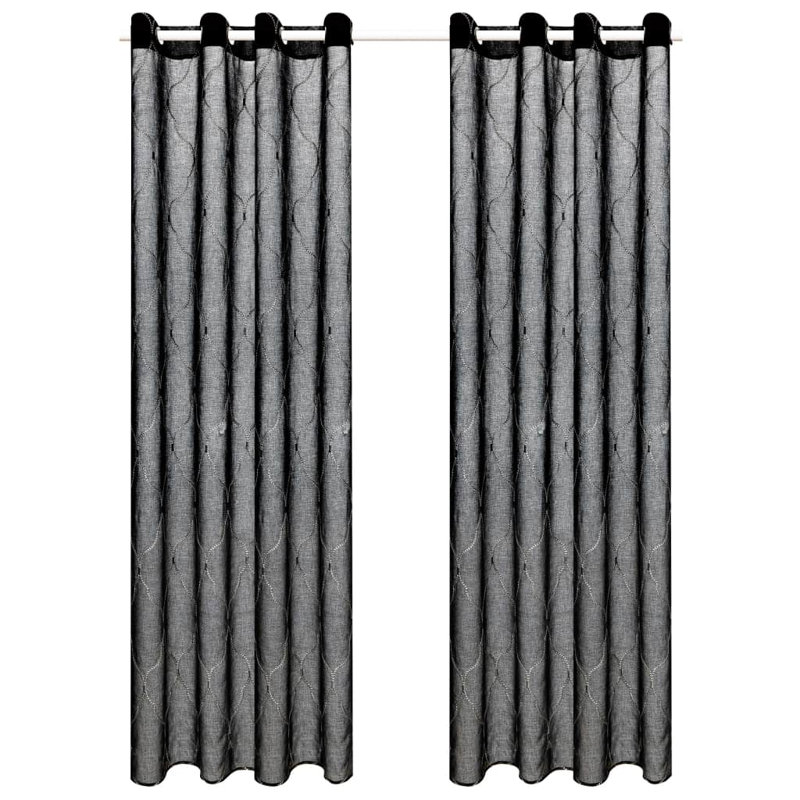 Arelious Sheer Curtain Pair, Black, Width 140cm x Drop 175cm