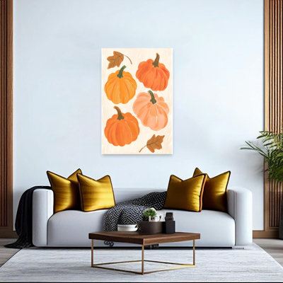«Painted Autumn Pumpkins», impression d'art abstrait paysage rustique organique