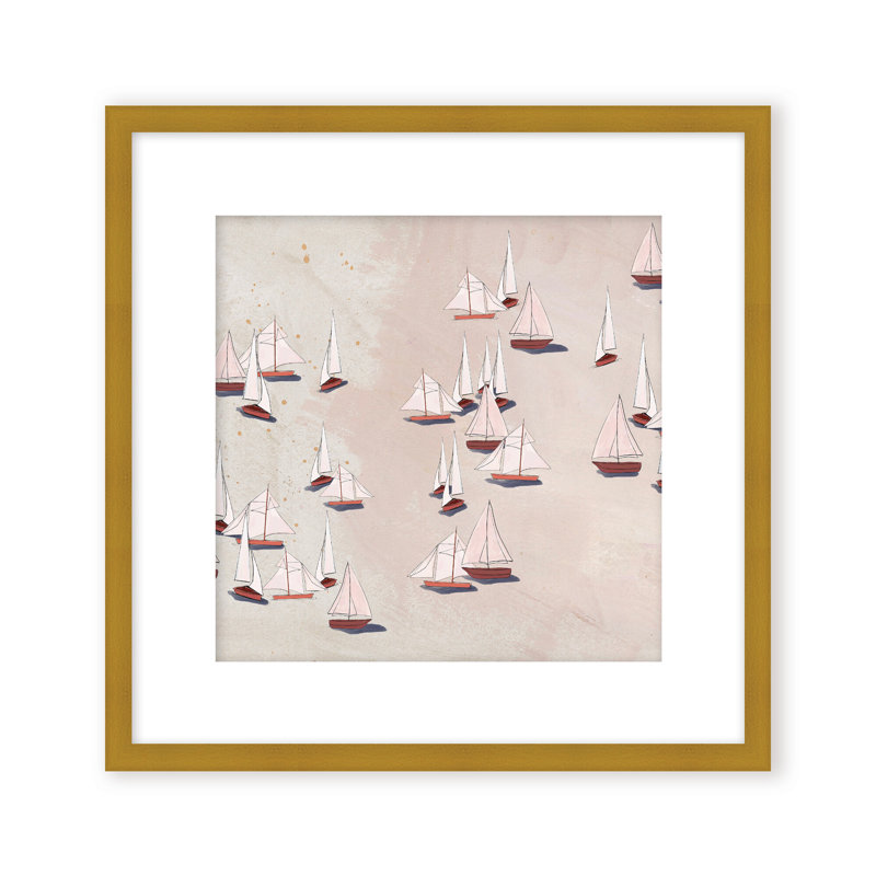 Coastal Retreat Modern Ensemble: Sailboat Odyssey, 24" H x 24" W, Framed Canvas, White