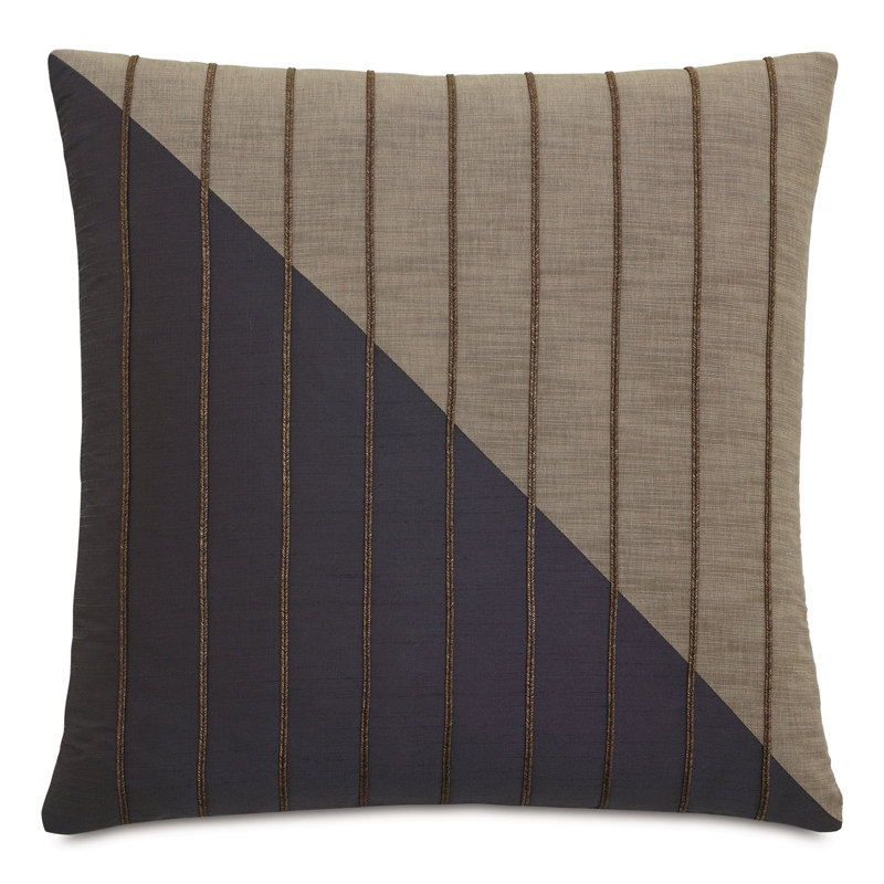 Housse et insert de coussin carré en mélange de coton Priscilla en écorce sterling / gris anthracite Edris / brun