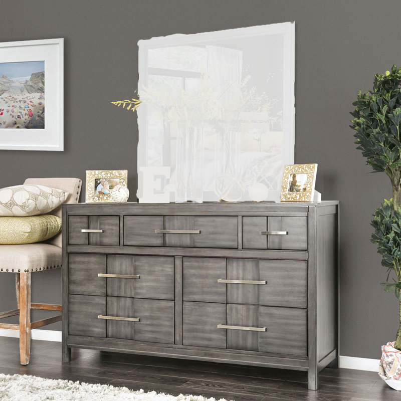 Commode 7 tiroirs Hoxie, gris