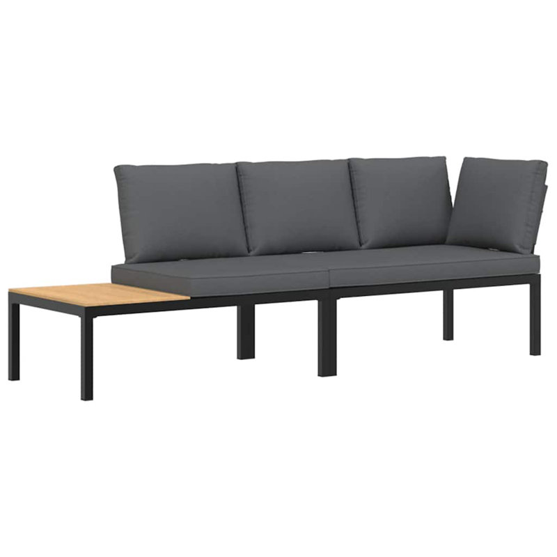  Ensemble de canapé de jardin modulaire moyen en aluminium thermolaqué noir