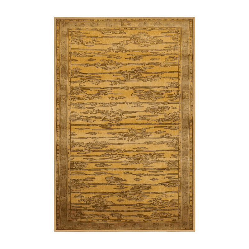 Machine Washable Art Deco Brown Area Rug, Rectangle 2' x 3'
