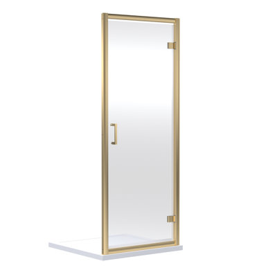Bayswater 760mm Brushed Brass Hinged Shower Door