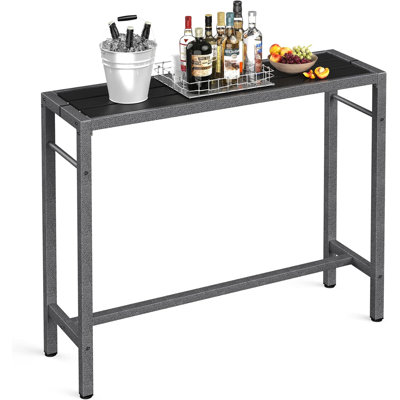 Table de bar d'extérieur de 47 po - Table de salle à manger de patio de hauteur pub avec plateau imperméable et support à finition marteau pour spa, jardin, cour, intérieur