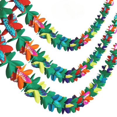 Ensemble de 3 guirlandes de fleurs en papier tropicales de 10 pi avec des guirlandes de fleurs en tissu pour l'été hawaïen