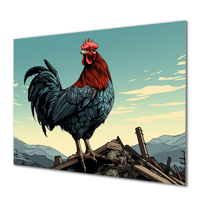 Rooster In The Farm Sunrise - Chicken Animal Metal Wall Art MT132561