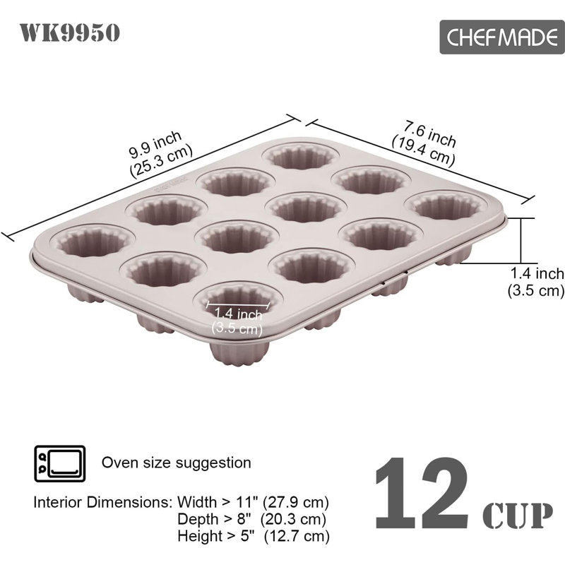 Moule à muffins en acier au carbone antiadhésif avec couvercle 1 tasse CHEFMADE