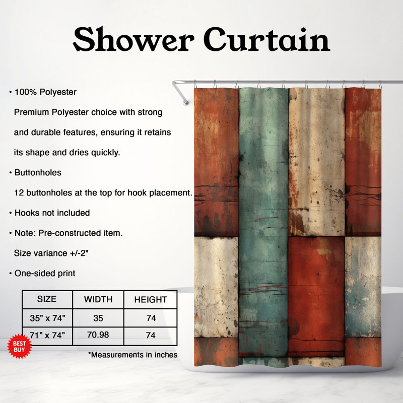 Rideau de douche délavé Rainbow - Premium, L 71 po x L 74 po