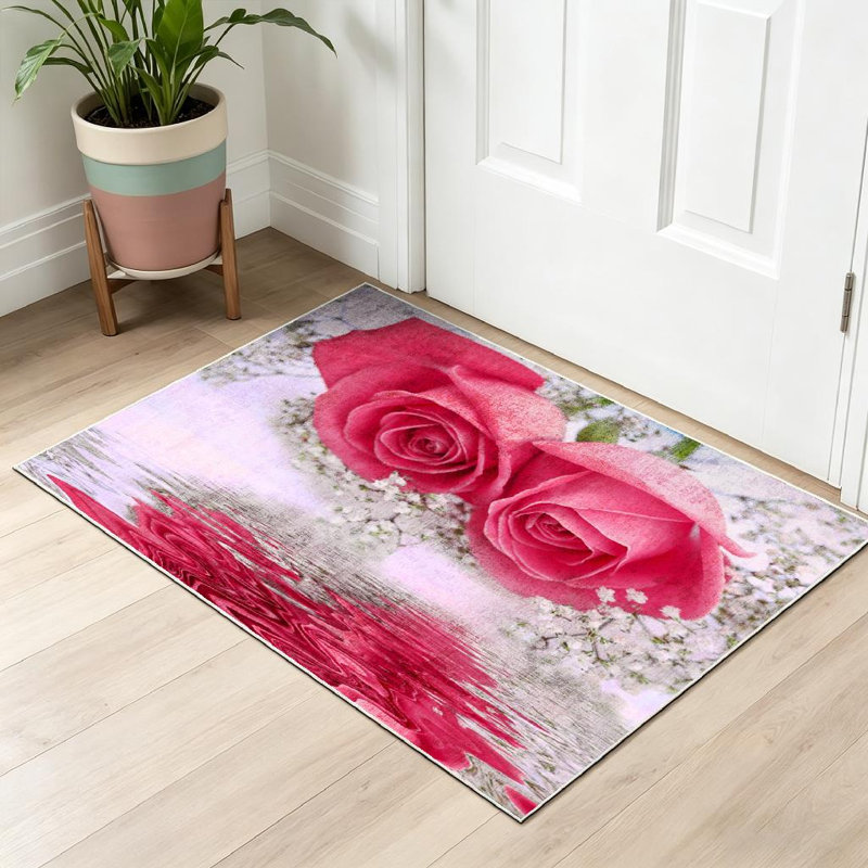 Tapis rose lavable à la machine