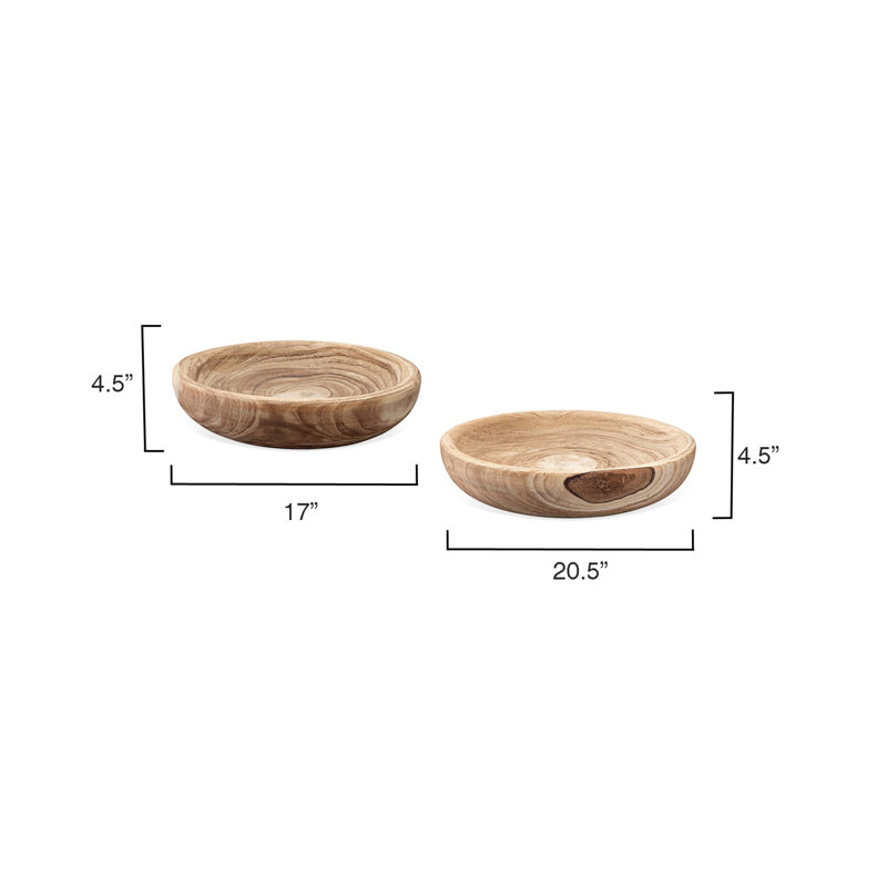 Handmade Wood Decorative Bowl, 4.5" H x 17" W x 17" D