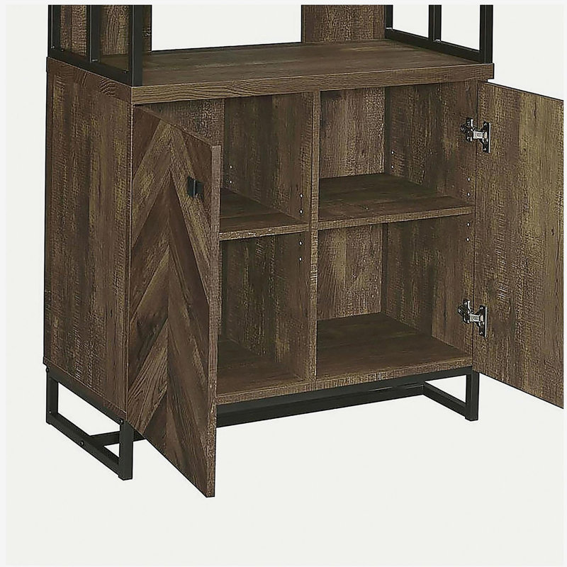 Country oak parquet 2-door bookshelf