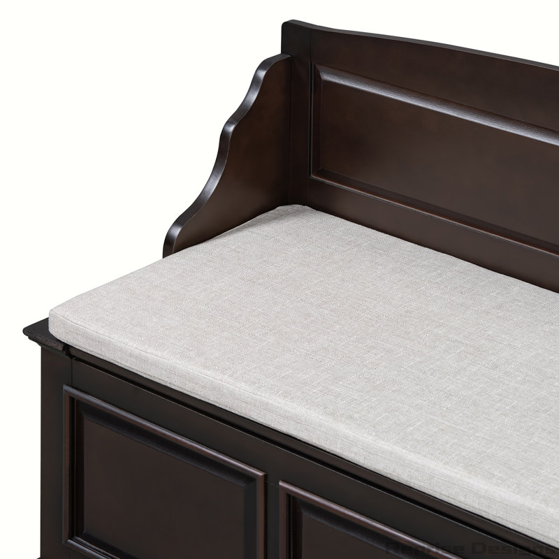 Banc de rangement pour chaussures rétro avec dispositifs de fermeture en douceur et rangement caché, Espresso