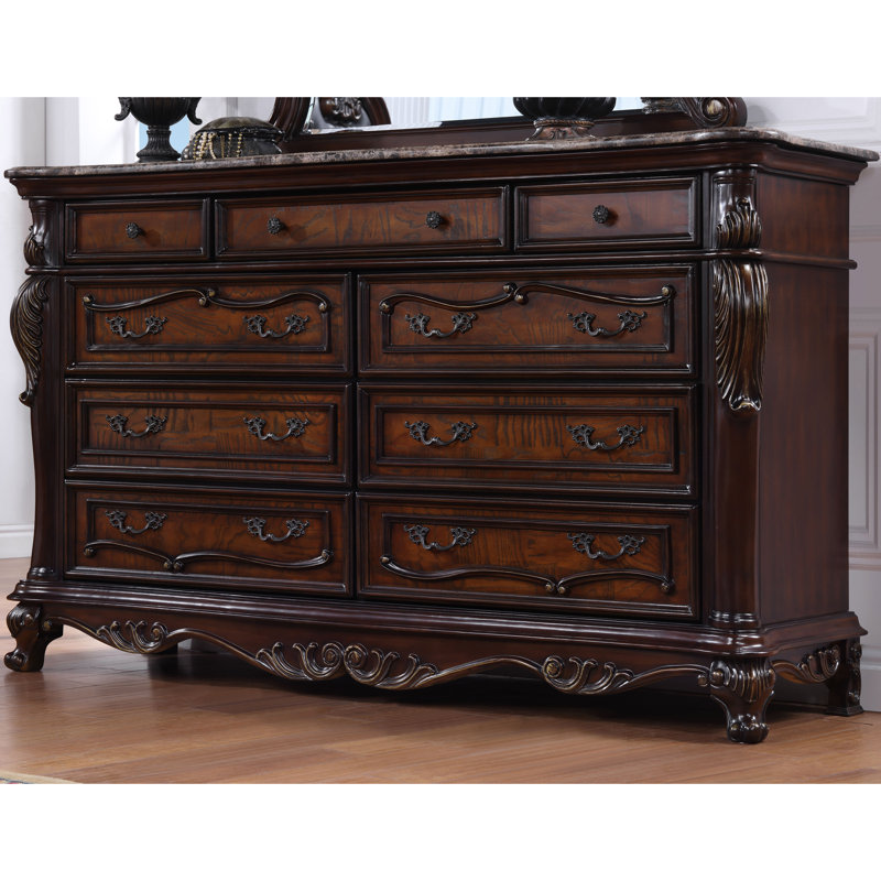 Commode 9 tiroirs Congresbury, Brun