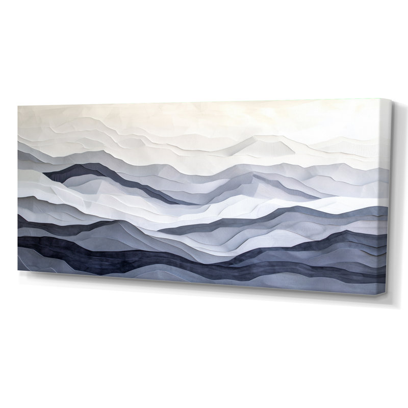 Toile montagne désertique, art mural gris Canyon, montagne Canyon gris, H 28 po x l 60 po, Toile tendue