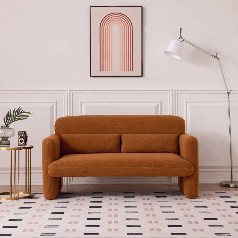 Canapé en tissu molletonné Vilja, Tissu sherpa beige