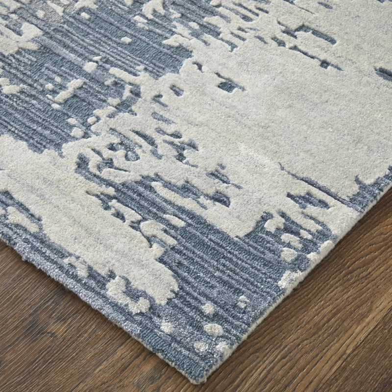 Zarah Hand Tufted Abstract Area Rug, Blue, Rectangle 9' x 12'