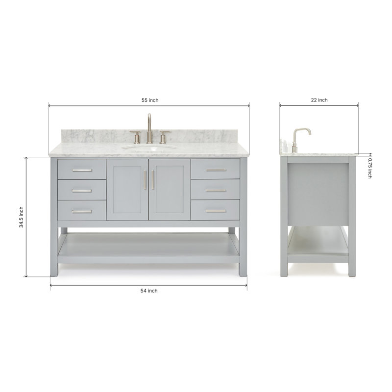 Magnolia Bath Vanity Rectangular Basin S061SCW2R, Gray, Oval, 55"