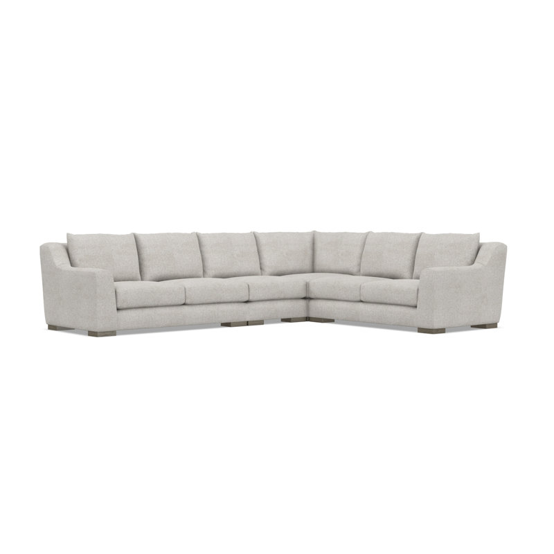 Gabi 5-Piece Fabric Sectional, Light Gray Polyester, 35" H x  140" W x 110" D, Right Hand Facing
