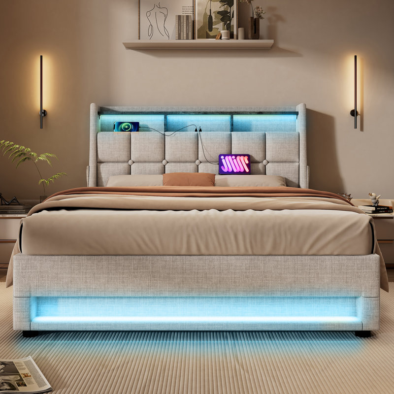 Platform Bed, Queen, Natural